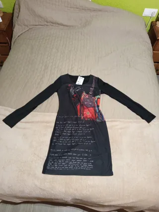 Vestido Desigual Negro Multicolor