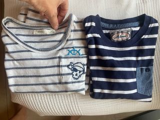 Camisetas niño Sfera rayas azules y blancas.