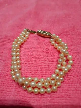 Pulsera Perlas Cierre Plata Chapada Oro 18k