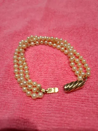 Pulsera Perlas Cierre Plata Chapada Oro 18k