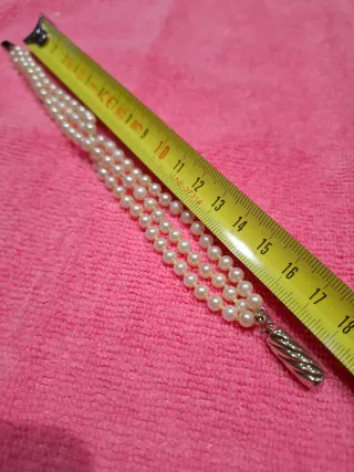 Pulsera Perlas Cierre Plata Chapada Oro 18k