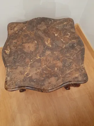 Mesa auxiliar antigua mármol y madera