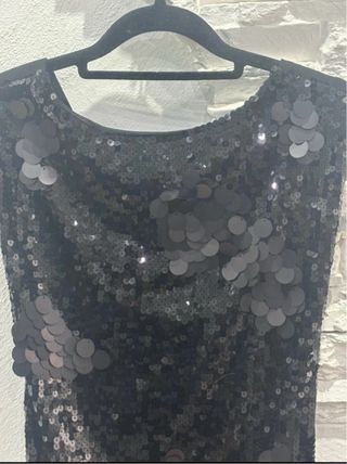 Vestido corto lentejuelas negro