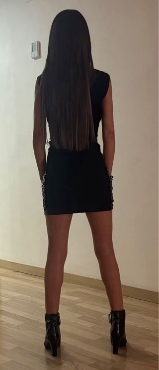 Vestido corto lentejuelas negro