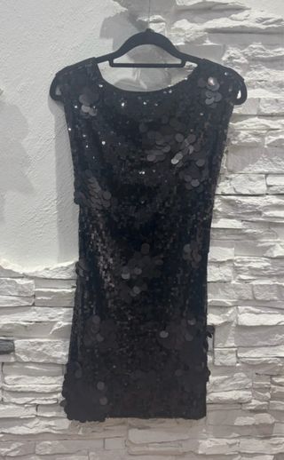 Vestido corto lentejuelas negro