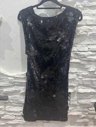 Vestido corto lentejuelas negro