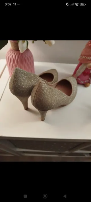 Zapatos de fiesta dorados mujer
