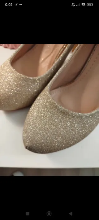 Zapatos de fiesta dorados mujer