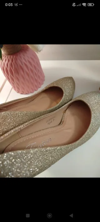 Zapatos de fiesta dorados mujer