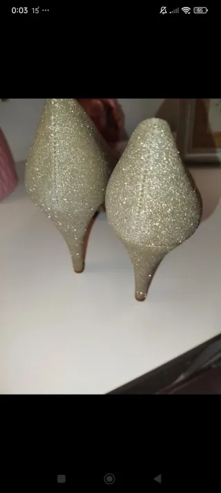 Zapatos de fiesta dorados mujer