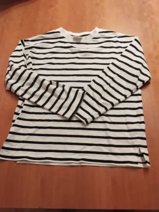 Sudadera niña rayas blanco y negro talla 8-9