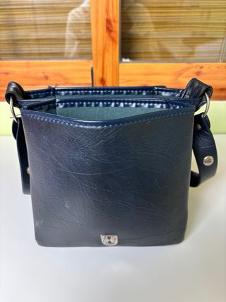 Bolso bandolera vintage negro triple compartimento
