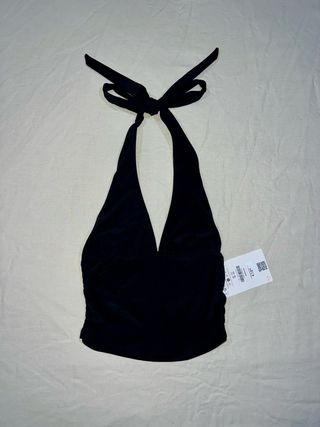 Top Halter Negro Fruncido Talla S