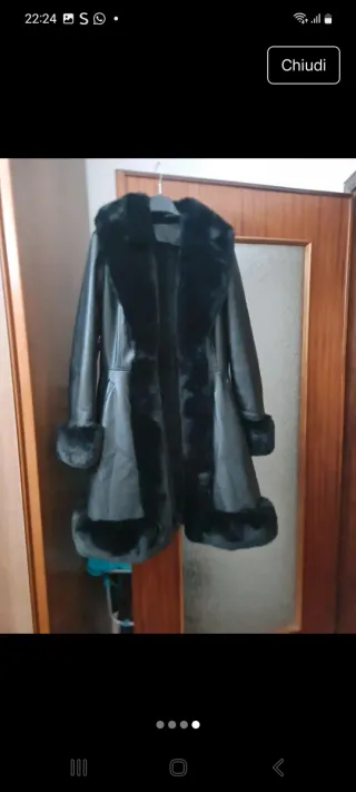 Cappotto eco-pelle pelliccia nero