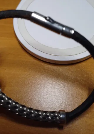 Bracciale in pelle e argento per uomo