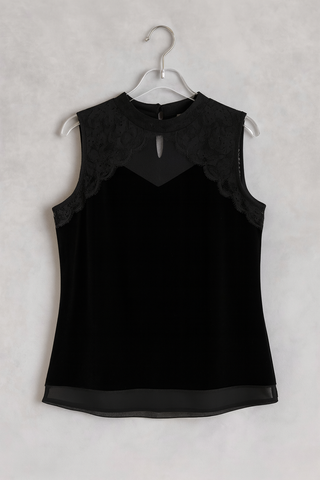 Top Maddison encaje y terciopelo negro Talla L