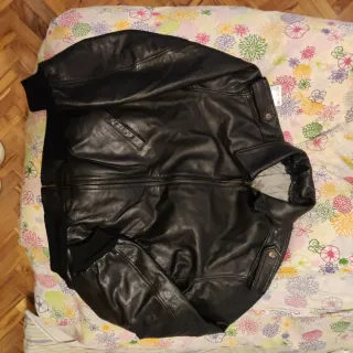 Cazadora bomber piel italiana negra talla M
