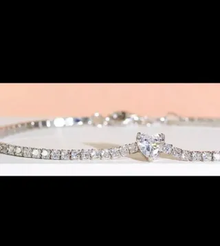 Pulsera Plata  Tenis- Riviere corazón