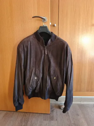 Cazadora Piel Lotusse Talla L. Marrón.
