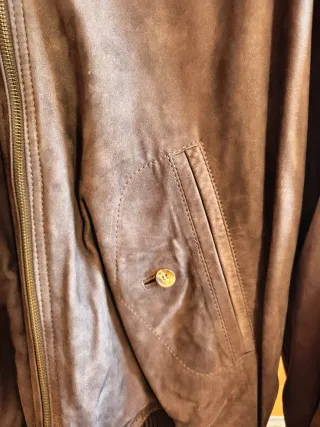 Cazadora Piel Lotusse Talla L. Marrón.