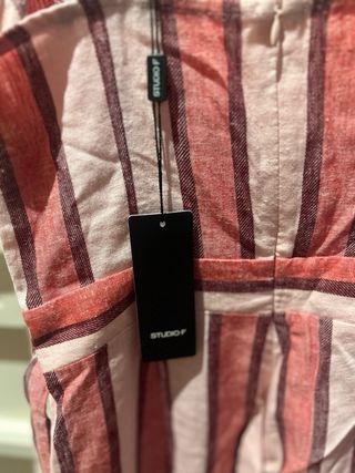 Mono de lino rayas rosa y rojo