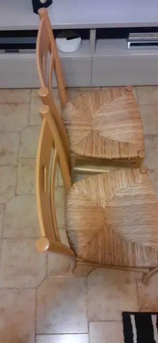 Coppia sedie cucina in legno e rattan