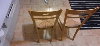 Coppia sedie cucina in legno e rattan