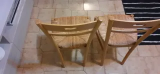 Coppia sedie cucina in legno e rattan