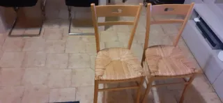 Coppia sedie cucina in legno e rattan