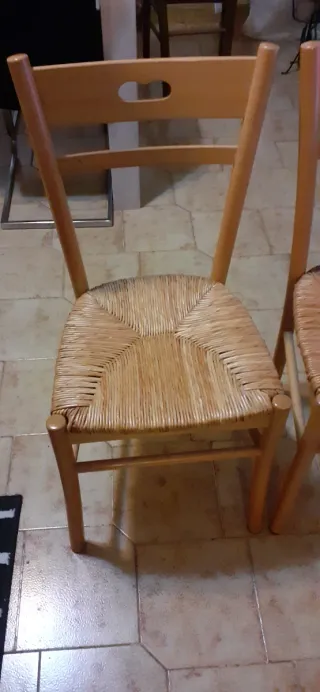 Coppia sedie cucina in legno e rattan