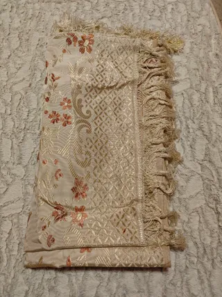 Colcha de seda rosa y blanca,Rf 099