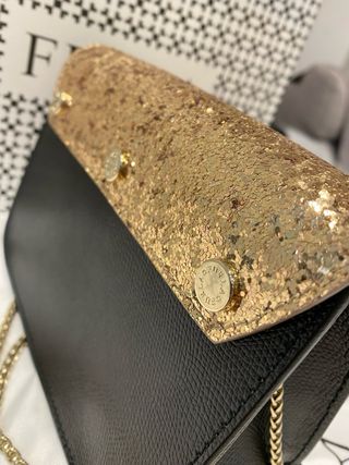 Bolso Furla Negro y Dorado Glitter