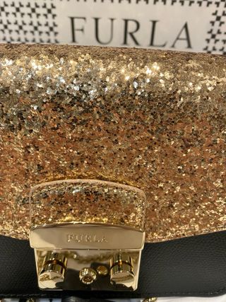 Bolso Furla Negro y Dorado Glitter