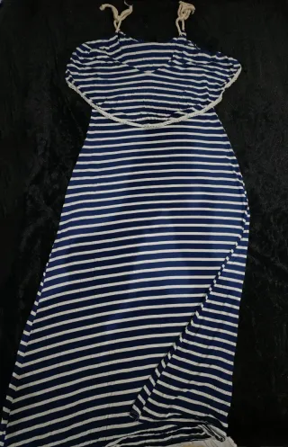 Vestido largo rayas azul y blanco