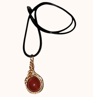 Collar artesanal piedra naranja y oro