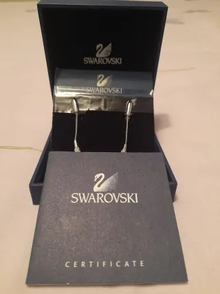Pendientes largos Swarovski plata