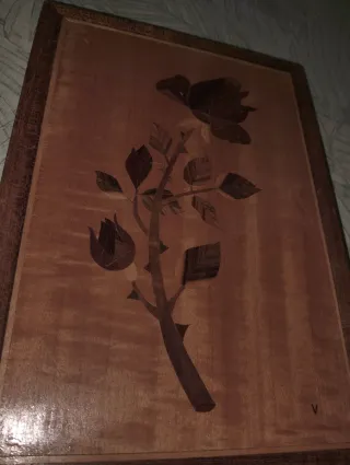 Marquetería de madera rosa vintage