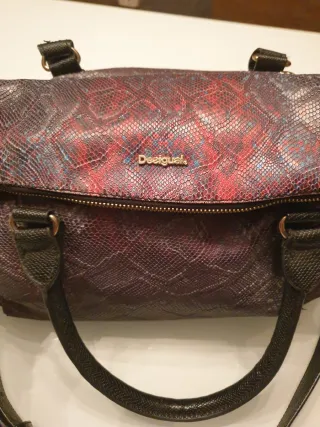 Bolso Desigual Piel Serpiente Morado Rojo