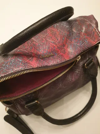 Bolso Desigual Piel Serpiente Morado Rojo