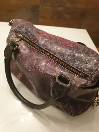 Bolso Desigual Piel Serpiente Morado Rojo