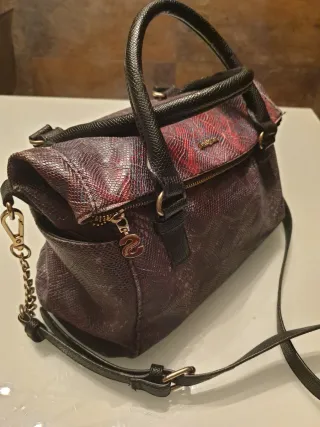 Bolso Desigual Piel Serpiente Morado Rojo