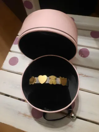 Pulsera Tous Corazón Oso Tulipán Dorado.