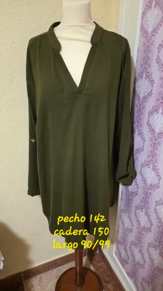 Vestido Túnica Oversize Verde Militar Talla Única