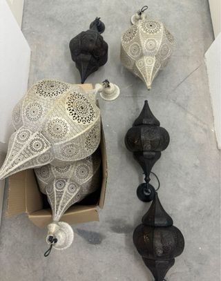 2 Lampade Bohémien in Metallo Nero