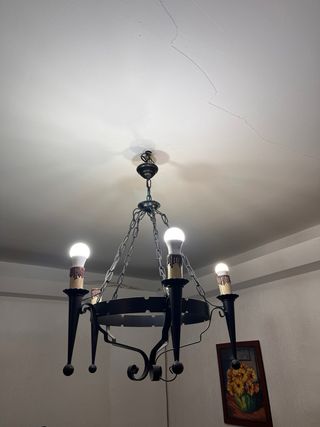 2 Lampade in Ferro Battuto Nero