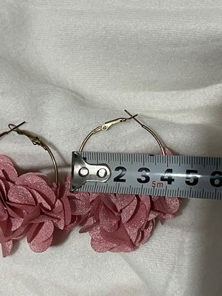 Pendientes Aro Flor Rosa Dorados