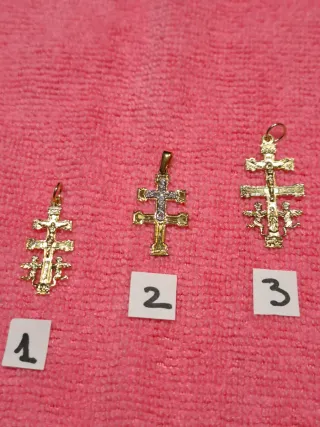 3 Cruces Carabaca Chapado Oro 18kl Plata