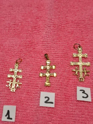3 Cruces Carabaca Chapado Oro 18kl Plata