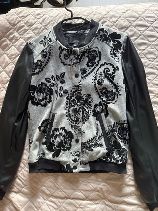 Chaqueta Bomber Mango Estampada Mujer