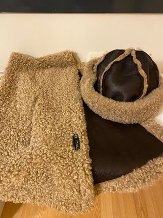 Conjunto Zara Gorro y Bufanda Beige/Marrón